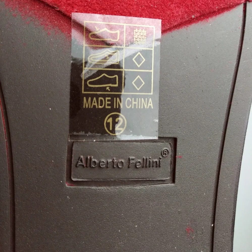 Alberto Fellini Sparko Size 12 Men's Loafers Shoes Red Velour